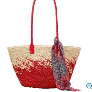 ☀️⛱️ Patricia Nash Calypso Ombre Woven Straw Tote with Scarf NWT⛱️☀️